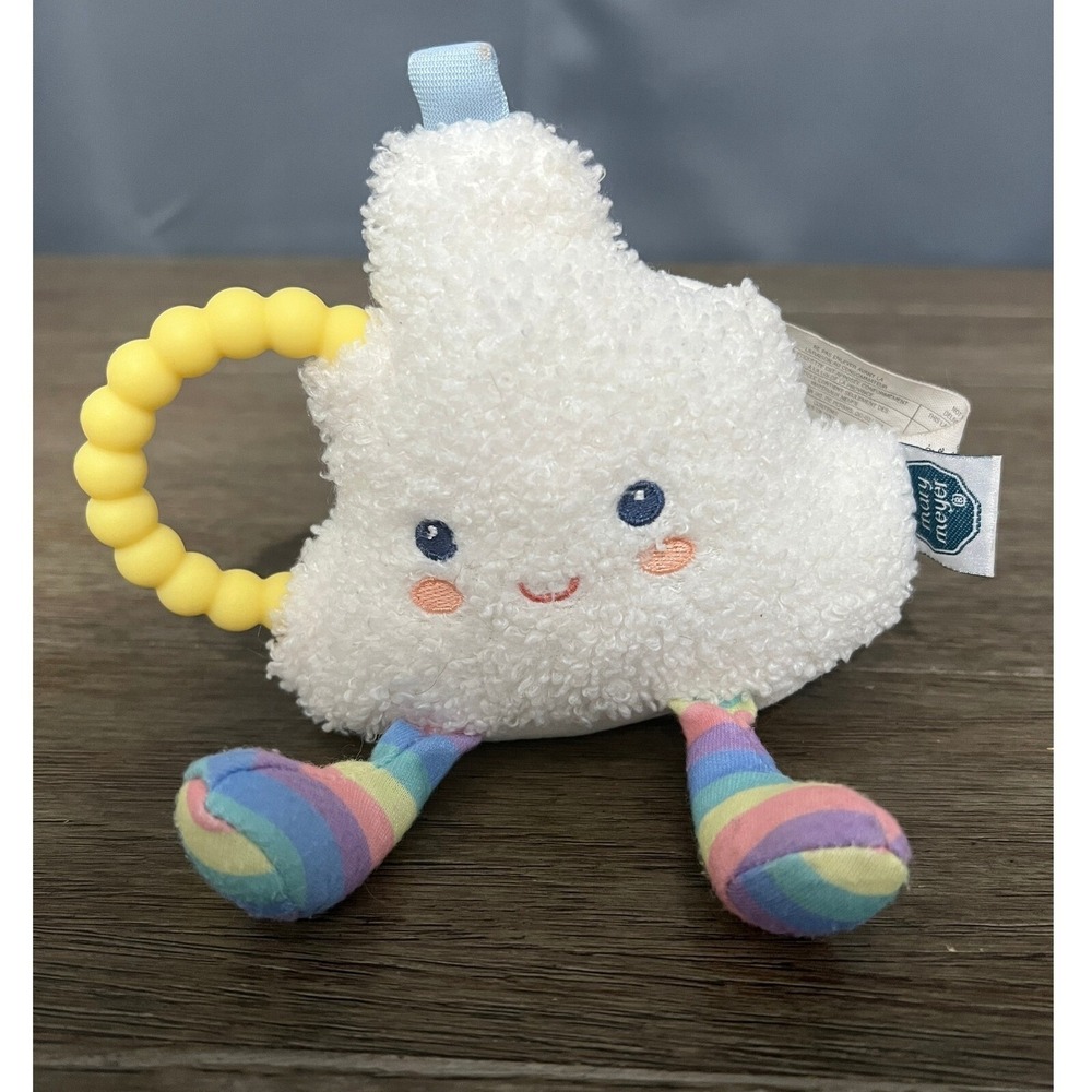 Mary Meyer Cloud Rattle Teether Toy Plush Stuffed‎ Animal Rainbow Legs
